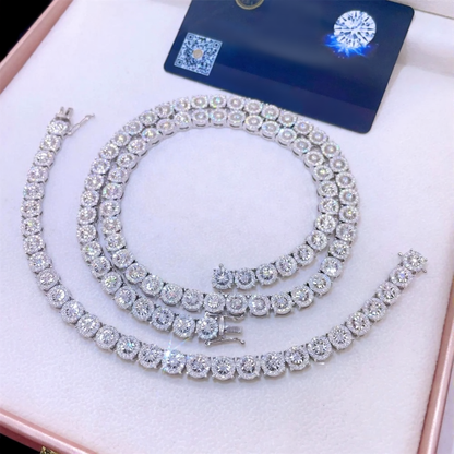 Iced Out Cluster Moissanite Tennis Chain