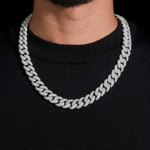 14mm Mosaic Setting Cuban Link Moissanite