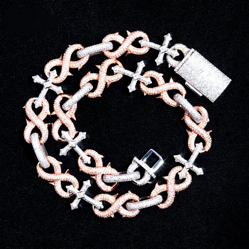 Two Tone Cross Style Chain Necklace