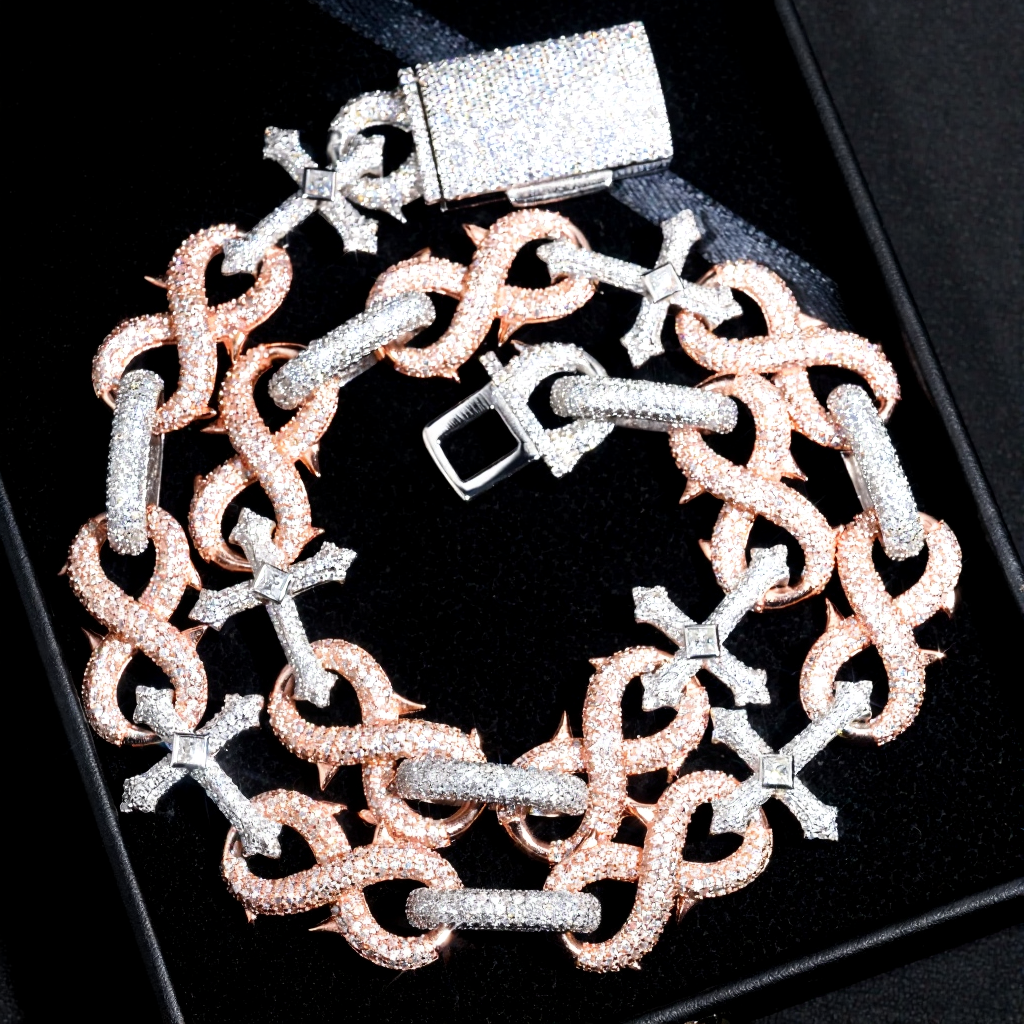 Two Tone Cross Style Chain Necklace