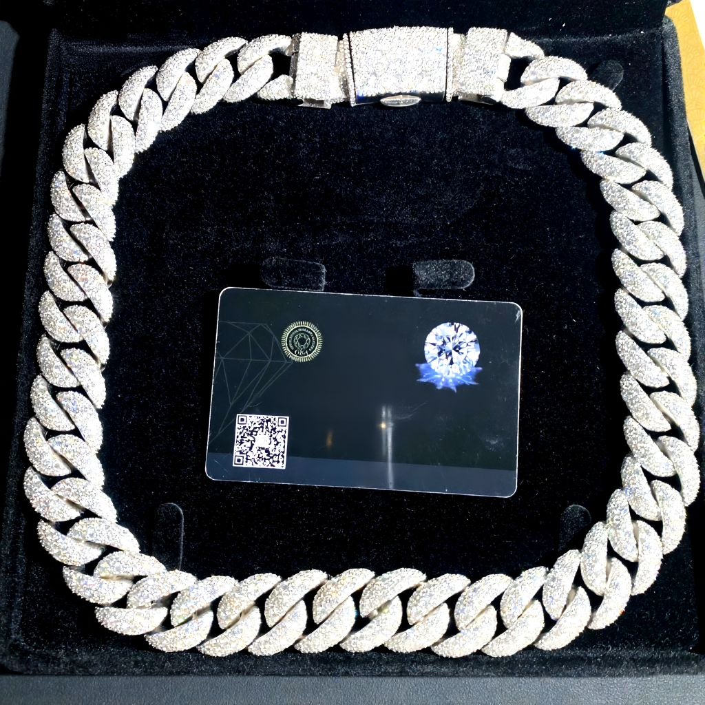 Moissanite 925 Silver Moon Shape Chain