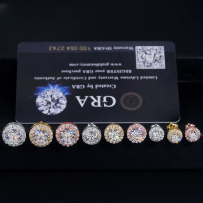 GRA Certificate Iced Out Diamond Earrings