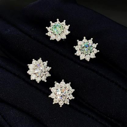 Moissanite Stud  Flower Earrings