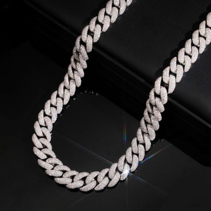 14mm Mosaic Setting Cuban Link Moissanite