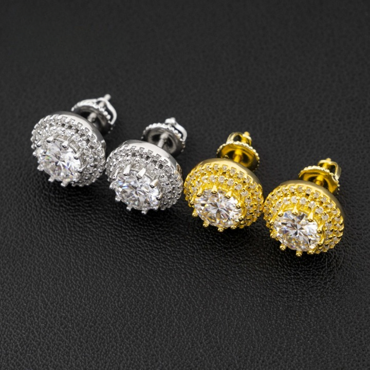 Bulk Stock Iced Out Man Stud Earrings