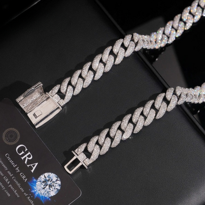14mm Mosaic Setting Cuban Link Moissanite