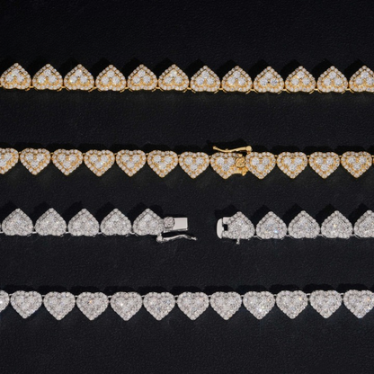 Heart Shape Moissanite Cuban Link Chain