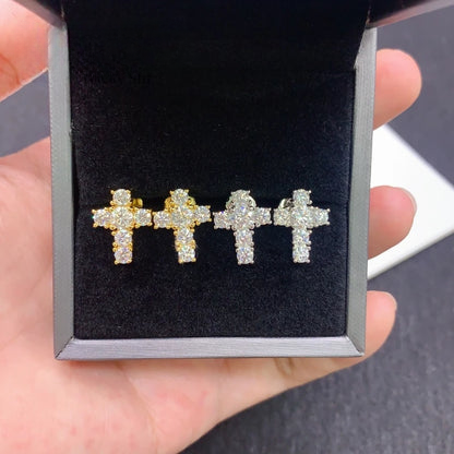 Vvs Moissanite Cross Stud Earrings