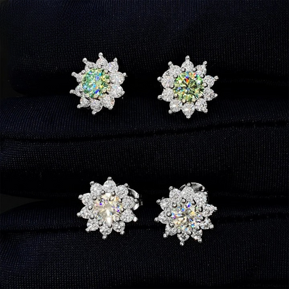 Moissanite Stud  Flower Earrings