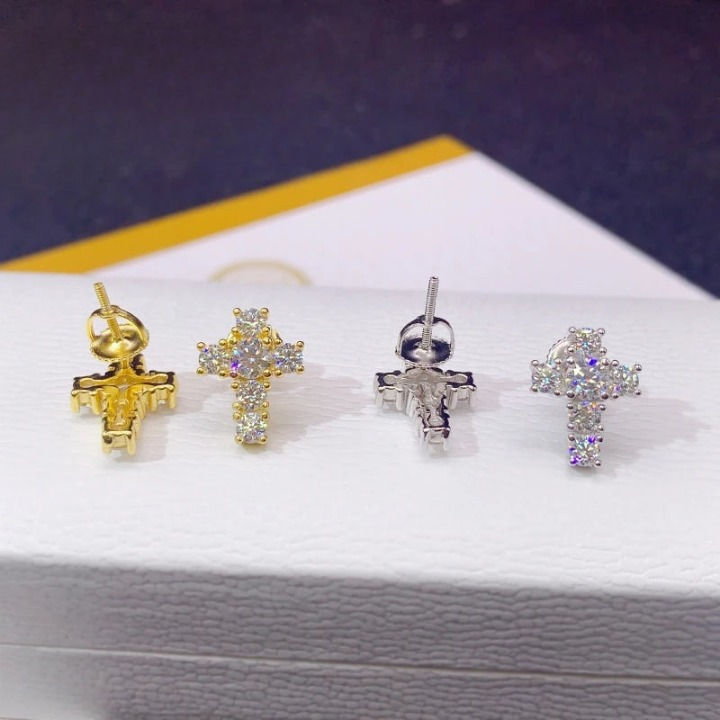 Vvs Moissanite Cross Stud Earrings
