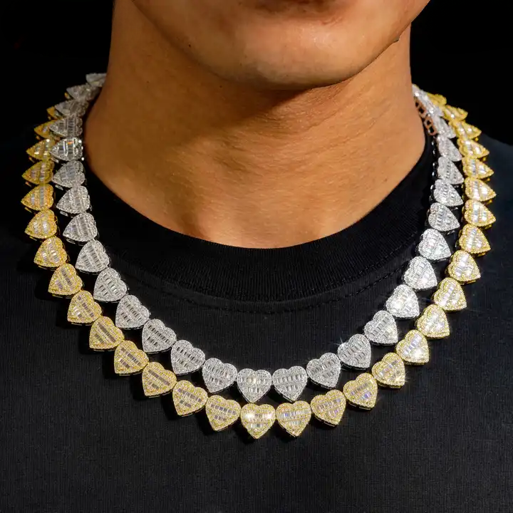 Shining Heart Shape Moissanite Cuban Chain