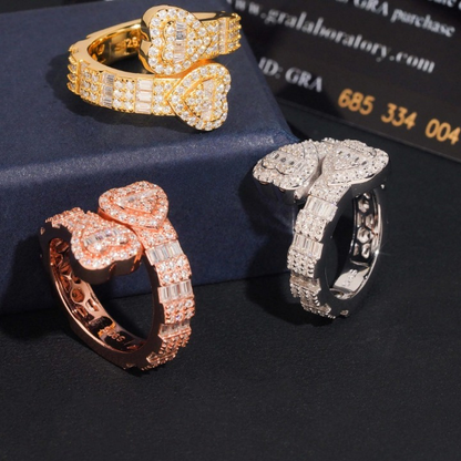 Heart Bangle Baguette Diamond Engagement Ring