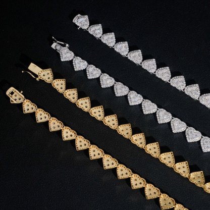 Heart Shape Moissanite Cuban Link Chain