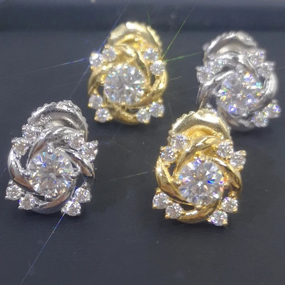 Sterling Silver Diamond Screw Back Stud Earrings