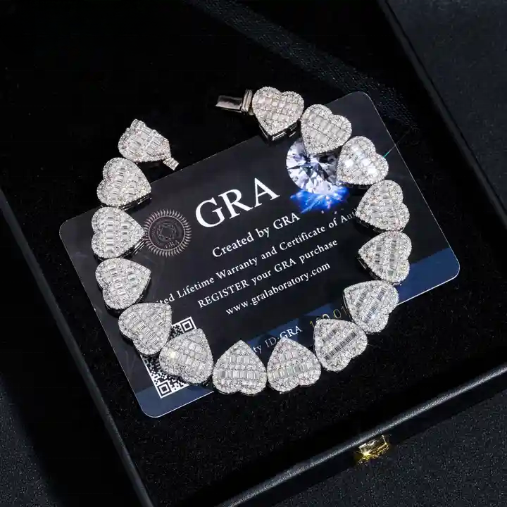 Shining Heart Shape Moissanite Cuban Chain