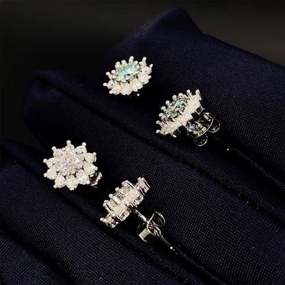Moissanite Stud  Flower Earrings