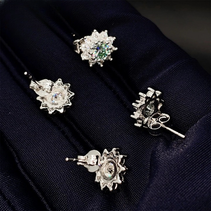 Moissanite Stud  Flower Earrings