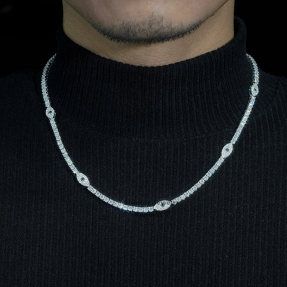 Iced Out Evil Eyes Charm Necklace