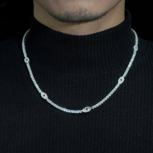 Iced Out Evil Eyes Charm Necklace