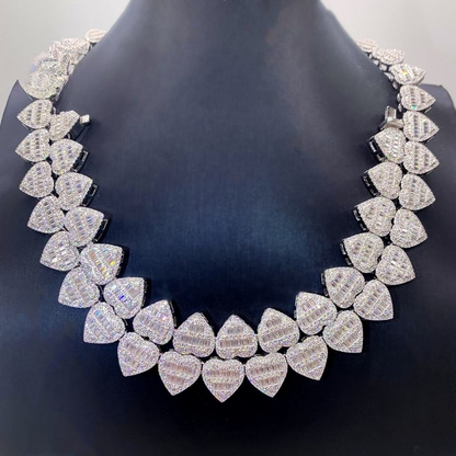 Shining Heart Shape Moissanite Cuban Chain