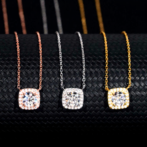 Round Shape Moissanite Pendant Necklaces