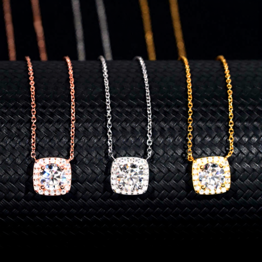 Round Shape Moissanite Pendant Necklaces