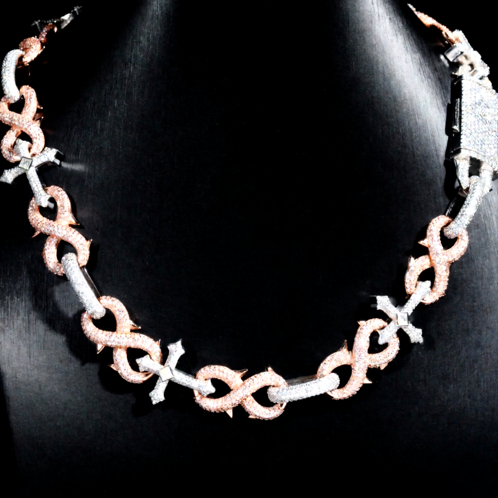 Two Tone Cross Style Chain Necklace
