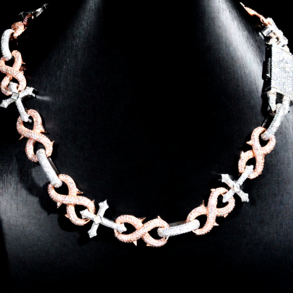 Two Tone Cross Style Chain Necklace