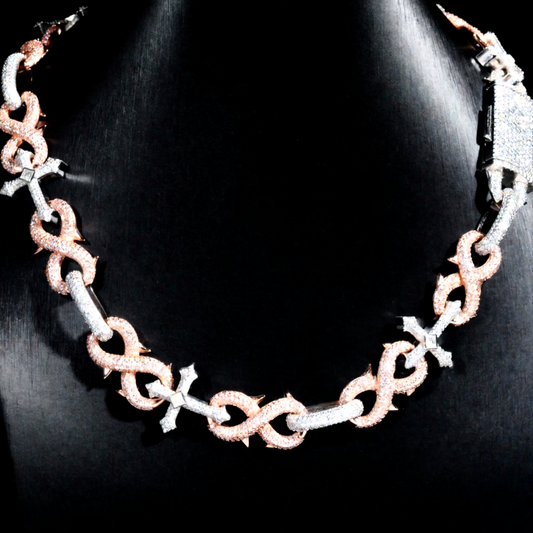 Two Tone Cross Style Chain Necklace