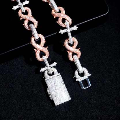 Two Tone Cross Style Chain Necklace