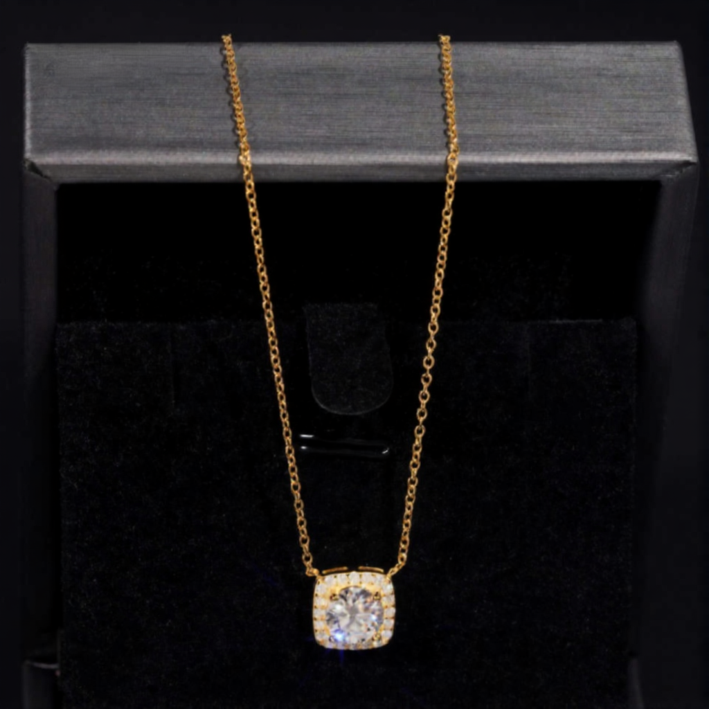 Round Shape Moissanite Pendant Necklaces