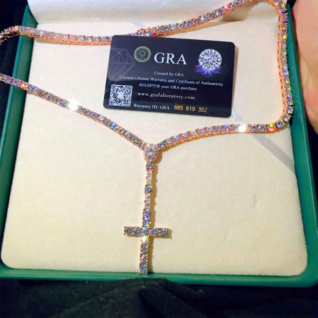 Moissanite Diamond Tennis Cross Chain