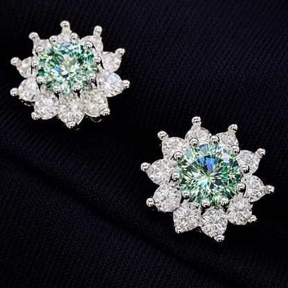 Moissanite Stud  Flower Earrings