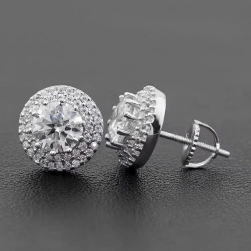 Bulk Stock Iced Out Man Stud Earrings