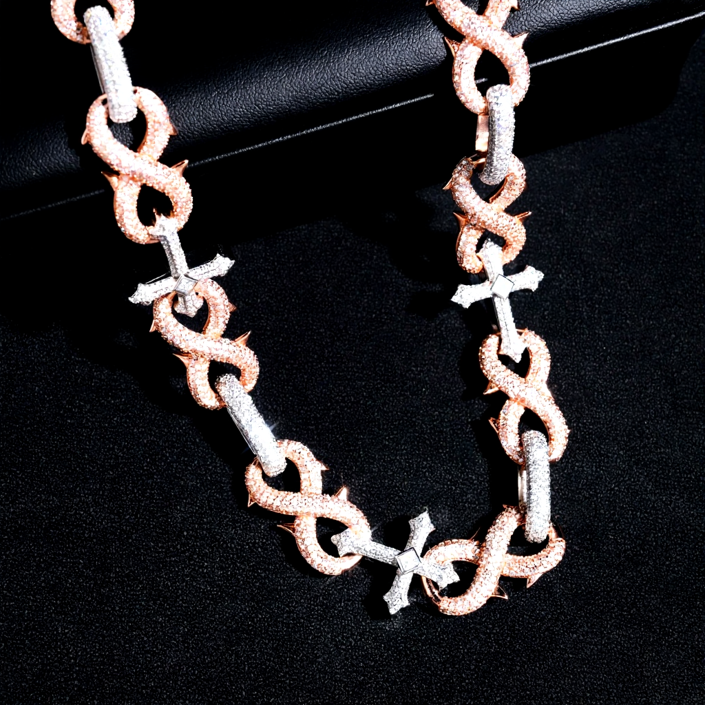 Two Tone Cross Style Chain Necklace